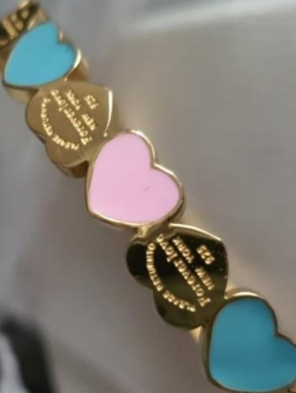 Steel Forever Luv Tiffy Gold Accent Ring with Pink and Turquiose Costume